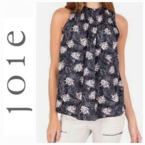 NWOT  Joie | Grayscale Baltic print Smocked and Ruffled neckline top